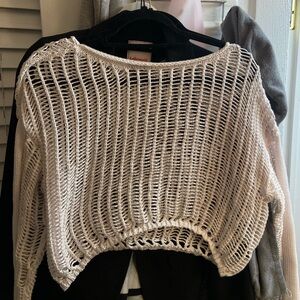 White Open-Knit Women's Sweater
